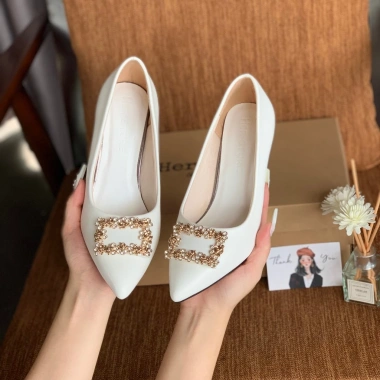 Giày Cao Gót Đá Vuông Đồng Gót 5-7cm Da Trơn Siêu Xịn - Thời Thượng Giá 374k 3