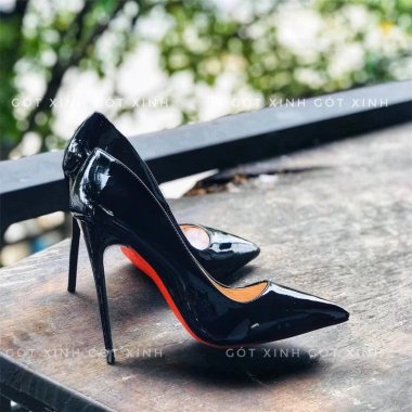 Giày cao gót GÓT XINH đen da bóng bít mũi nhọn size 8‑12 giảm giá 259.888₫