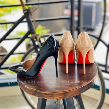 Giày cao gót GÓT XINH đen da bóng bít mũi nhọn size 8‑12 giảm giá 259.888₫
