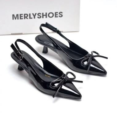 Giày cao gót Merly 3cm Nơ Phồng mũi nhọn hở gót 35‑43 3 màu Đen Kem Đỏ Đi tiệc công sở 4 Giày cao gót Merly 3cm Nơ Phồng mũi nhọn hở gót 35‑43 3 màu Đen Kem Đỏ Đi tiệc công sở 4