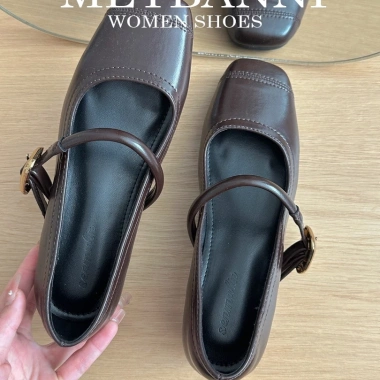 Giày Cao Gót MEYBANNI Mũi Vuông Quai Ngang Khoá Béo Đế 4cm Giá 229k Giảm 22%