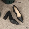 Giày cao gót mũi nhọn 8 phân FFANSTORE - Đế đúp gót vuông, da mềm size lớn, màu đen da lộn - 570k 2
