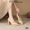 Giày cao gót mũi nhọn 8 phân FFANSTORE - Đế đúp gót vuông, da mềm size lớn, màu đen da lộn - 570k 4