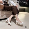 Giày cao gót mũi nhọn 8 phân FFANSTORE - Đế đúp gót vuông, da mềm size lớn, màu đen da lộn - 570k 5