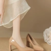 Giày cao gót mũi nhọn mềm, đế vuông 8 phân - đen nude, giảm 71k FFAN STORE 7