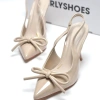 Giày Cao Gót Mũi Nhọn Nơ Merly 1.634 Size 35‑43 Da Bóng Sang Chảnh Slingback 9cm Giá 375k 3