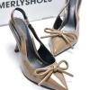 Giày Cao Gót Mũi Nhọn Nơ Merly 1.634 Size 35‑43 Da Bóng Sang Chảnh Slingback 9cm Giá 375k 6