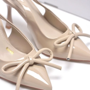 Giày Cao Gót Mũi Nhọn Nơ Merly 1.634 Size 35‑43 Da Bóng Sang Chảnh Slingback 9cm Giá 375k