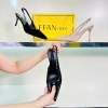 Giày cao gót mũi nhọn slingback da mềm mại 7‑9 cm, đính đá, bigsize màu đen-be, giảm giá 490k 3