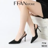 Giày cao gót mũi nhọn slingback da mềm mại 7‑9 cm, đính đá, bigsize màu đen-be, giảm giá 490k 4
