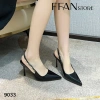 Giày cao gót mũi nhọn slingback da mềm mại 7‑9 cm, đính đá, bigsize màu đen-be, giảm giá 490k 5