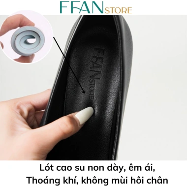 Giày cao gót mũi vuông nữ da thật, đế vuông, bít mũi, màu đen, size 5-9 1.06 triệu
