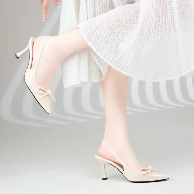 Giày Cao Gót MWC G206 Slingback Mũi Nhọn Đính Nơ - Thời Trang Thanh Lịch Giá 250k 2