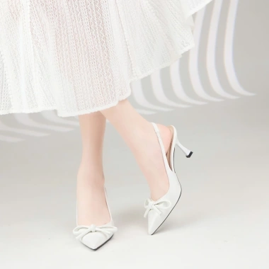 Giày Cao Gót MWC G206 Slingback Mũi Nhọn Đính Nơ - Thời Trang Thanh Lịch Giá 250k 3