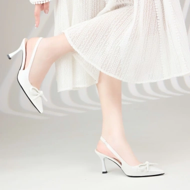 Giày Cao Gót MWC G206 Slingback Mũi Nhọn Đính Nơ - Thời Trang Thanh Lịch Giá 250k 5