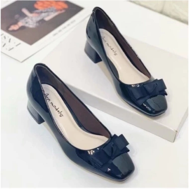Giày cao gót nữ 3 phân mũi vuông gót trụ xi bóng phối nơ - Thời trang công sở, giảm còn 290.000₫ 4