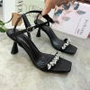 Giày cao gót nữ 5cm 7cm đính đá khâu thủ công thanh lịch bánh bèo Sandaldakhau 9