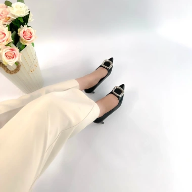 Giày Cao Gót Nữ 6,5cm Đĩnh Nơ Da Thật Cao Cấp Guốc Mũi Nhọn Công Sở NUDDO N066A Giá 458.000 VND
