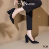 Giày cao gót nữ da lộn mềm mại, mũi nhọn, gót vuông 3-5-7 phân, màu đen, size lớn - giảm còn 480k 5
