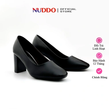 Giày Cao Gót Nữ Da Mềm Đế Vuông 7p – Guốc Mũi Vuông Dễ Phối NUDDO N700 368k