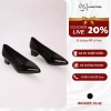 Giày cao gót nữ da PU nhọn đen LUME - Đế su non 3cm chống trượt, giảm còn 203k