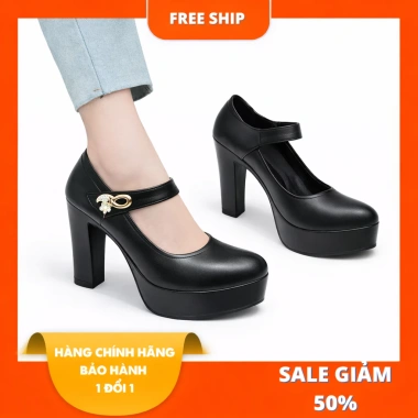 Giày Cao Gót Nữ Đế Cao 9cm Quai Ngang Mary Jane - Dáng Sang Trọng Êm Chân Tôn Dáng