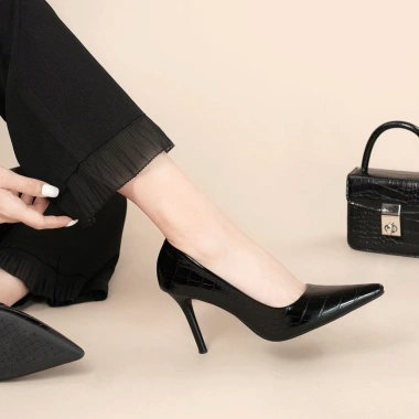 Giày cao gót nữ DILY vân da mũi nhọn 8cm AA468 - Bít hậu tôn dáng, giá 479k