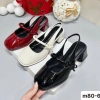Giày cao gót nữ đỏ quai nơ công sở, slingback mũi vuông 5cm da bóng - Giá ưu đãi 225k
