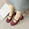 Giày cao gót nữ đỏ quai nơ công sở, slingback mũi vuông 5cm da bóng - Giá ưu đãi 225k 3