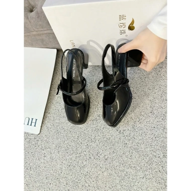 Giày cao gót nữ đỏ quai nơ công sở, slingback mũi vuông 5cm da bóng - Giá ưu đãi 225k 4