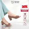 Giày Cao Gót Nữ Hở Mũi LUME Nâu Da PU Cao Cấp, Êm Chân, Đế Su Non 5cm Chống Trượt