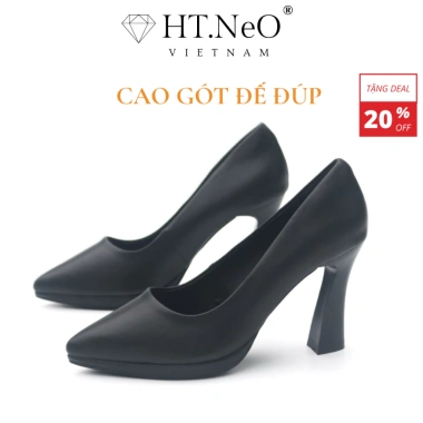 Giày Cao Gót Nữ HT.NeO Da Thật CS15 Đế Đúp Gót Trụ 9cm Bít Mũi Nhọn Giá 550k