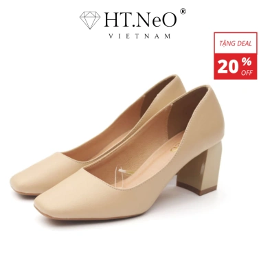 Giày Cao Gót Nữ HT.NeO Da Thật Mũi Vuông Gót 6,5cm - Sang Trọng, Giá 520k 2