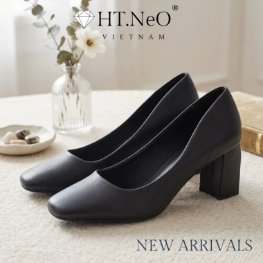 Giày Cao Gót Nữ HT.NeO Da Thật Mũi Vuông Gót 6,5cm - Sang Trọng, Giá 520k 3