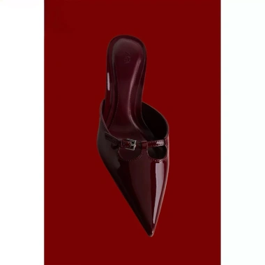 Giày cao gót nữ màu đỏ da PU bóng mũi nhọn, đế cá tính - Giá chỉ 269.000₫