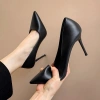 Giày cao gót nữ mũi nhọn da thật màu đen công sở size lớn 3-9 FFAN STORE 3