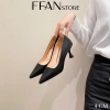 Giày cao gót nữ mũi nhọn da thật màu đen công sở size lớn 3-9 FFAN STORE 6