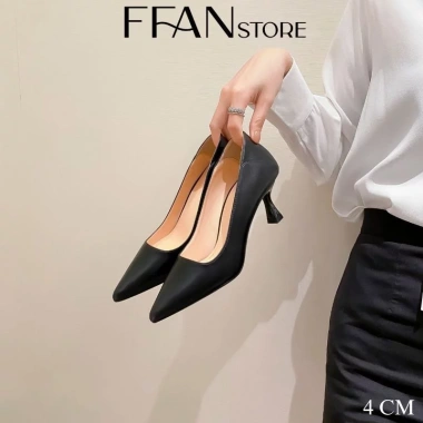 Giày cao gót nữ mũi nhọn da thật màu đen công sở size lớn 3-9 FFAN STORE 10