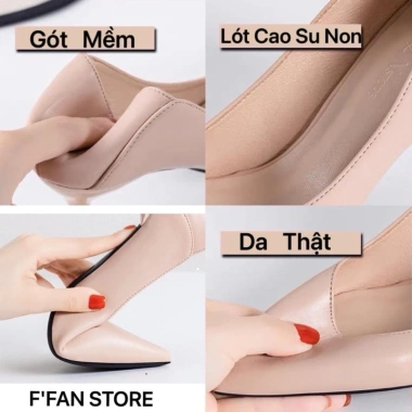 Giày cao gót nữ mũi nhọn da thật mềm mại bít mũi 1.100 màu đen be trắng 3‑6 phân cỡ lớn - Giá 550.000₫ FFAN STORE 5 Giày cao gót nữ mũi nhọn da thật mềm mại bít mũi 1.100 màu đen be trắng 3‑6 phân cỡ lớn - Giá 550.000₫ FFAN STORE 5