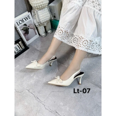 Giày Cao Gót Nữ Mũi Nhọn Tôn Da Bóng 7p Quai Hở Nơ Thắt - Du Lịch & Công Sở 232k 7