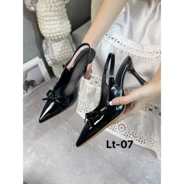 Giày Cao Gót Nữ Mũi Nhọn Tôn Da Bóng 7p Quai Hở Nơ Thắt - Du Lịch & Công Sở 232k 9