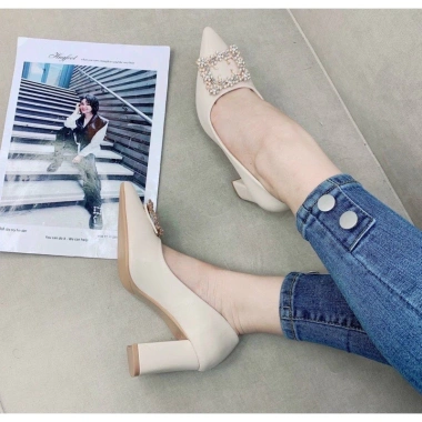 Giày Cao Gót Nữ Nơ Đá Lấp Lánh – Phong cách công sở sang trọng, giảm giá 160k
