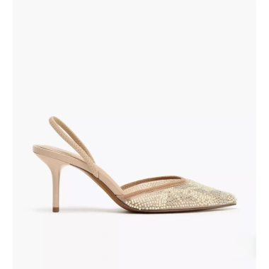 Giày cao gót nữ slingback mũi nhọn đính hạt sang trọng tiệc và công sở, giảm 305k