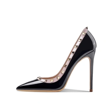 Giày Cao Gót Nữ Stiletto Đen Nông Miệng Mũi Nhọn – Da Bằng Sáng Chế, Công Sở Chuyên Nghiệp, Giá 454.680₫ 4