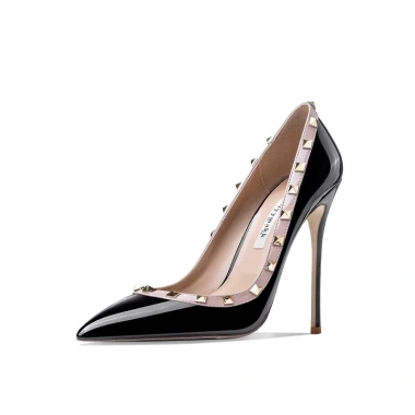Giày Cao Gót Nữ Stiletto Đen Nông Miệng Mũi Nhọn – Da Bằng Sáng Chế, Công Sở Chuyên Nghiệp, Giá 454.680₫ 6