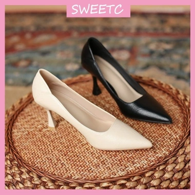 Giày cao gót nữ SWEETC mũi nhọn da mềm: Thời trang công sở, giá ưu đãi 203.040đ