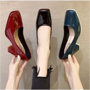 Giày cao gót nữ WOMENSTORY guốc mũi vuông đế 7cm da PU bóng công sở, 4 màu - 247.749₫