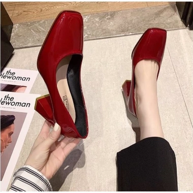 Giày cao gót nữ WOMENSTORY guốc mũi vuông đế 7cm da PU bóng công sở, 4 màu - 247.749₫