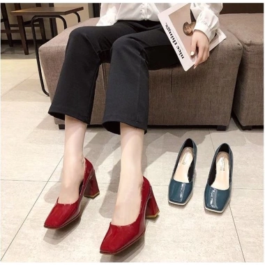 Giày cao gót nữ WOMENSTORY guốc mũi vuông đế 7cm da PU bóng công sở, 4 màu - 247.749₫