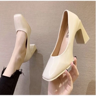Giày cao gót nữ WOMENSTORY guốc mũi vuông đế 7cm da PU bóng công sở, 4 màu - 247.749₫
